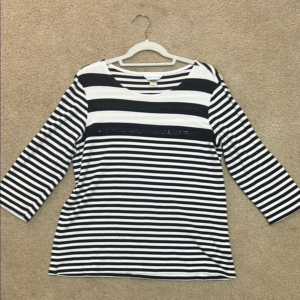 Striped Navy and White Women's Top